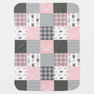 Pink and Grey Woodland Baby Blanket