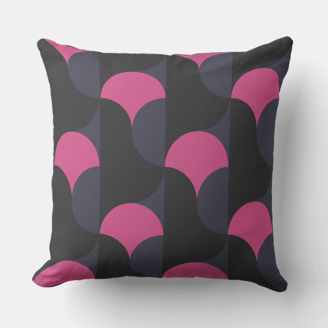 Pink and Gun Powder Gray   Throw Pillow (Front)