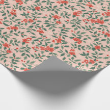 Pink and Holly Christmas Wrapping Paper