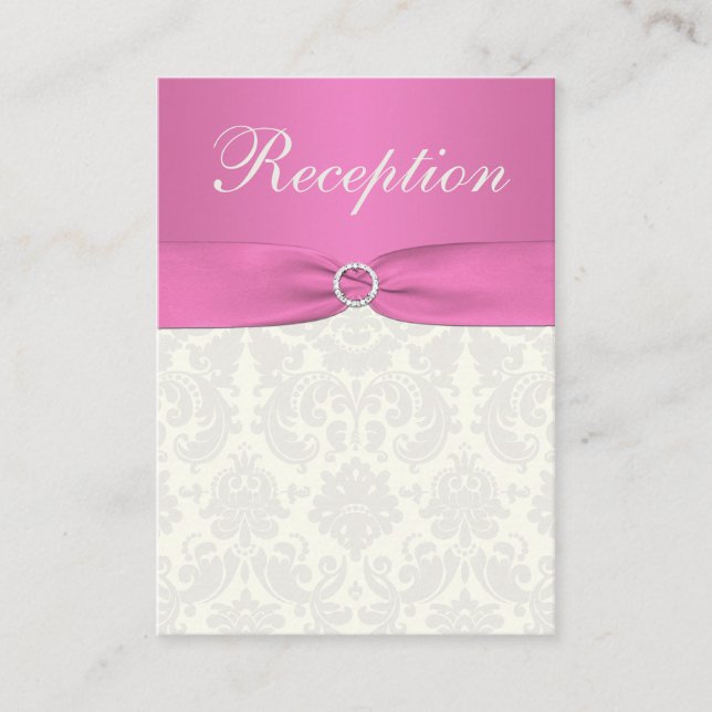 Pink and Ivory Damask Enclosure Card (Front)