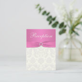 Pink and Ivory Damask Enclosure Card (Standing Front)
