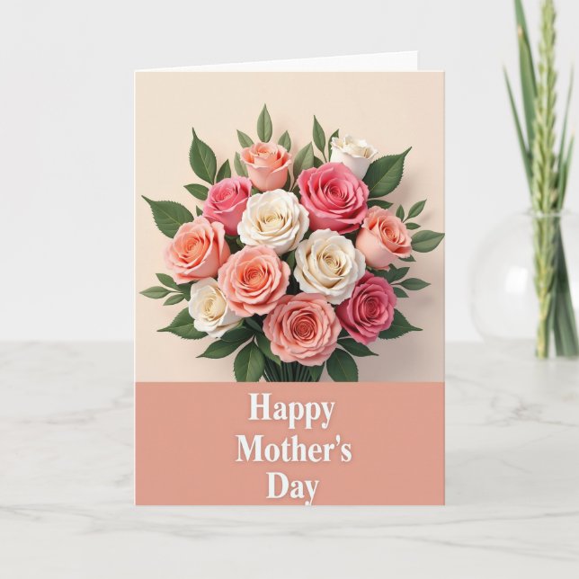 Pink And Ivory Floral Card (Front)