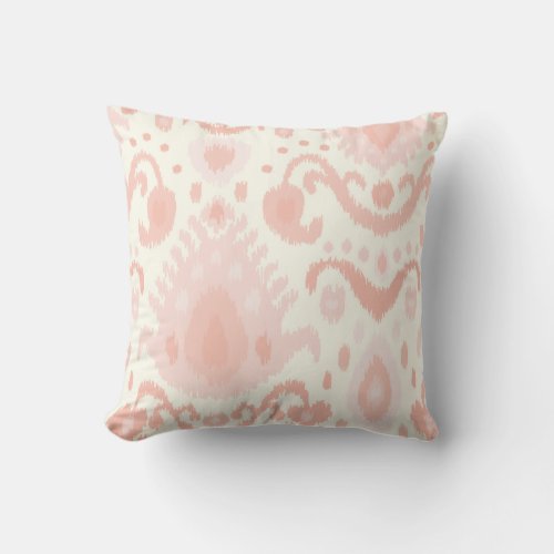 Pink and Ivory Ikat Print Throw Pillow