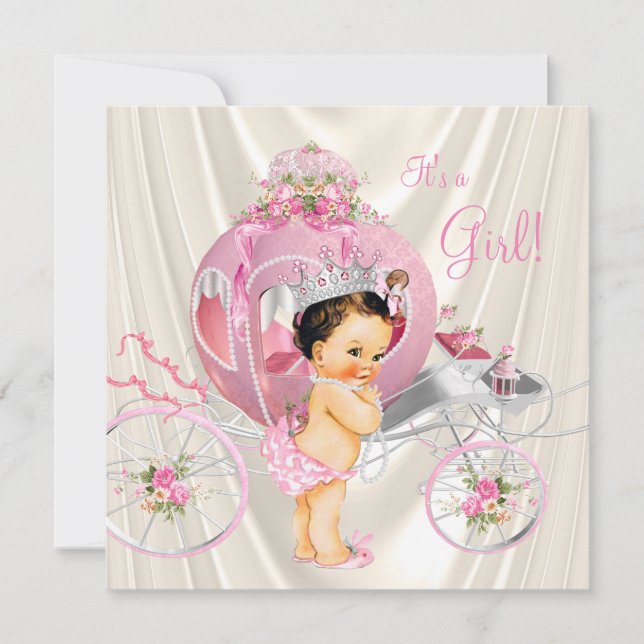 Pink and Ivory Pearl Princess Baby Shower Invitation (Front)
