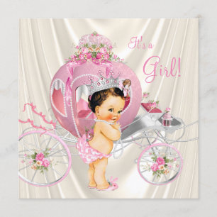 Pink and Ivory Pearl Princess Baby Shower Invitation