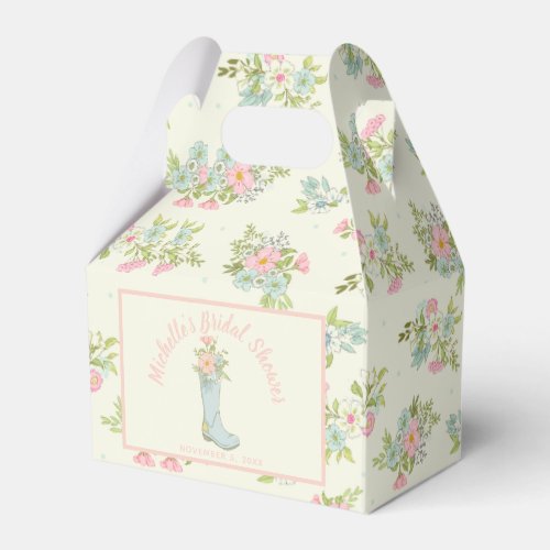 Pink and Ivory Rain Boot Bridal Shower Favor Boxes