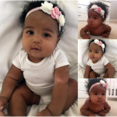 Pink and Ivory Rose Headband (Worn)