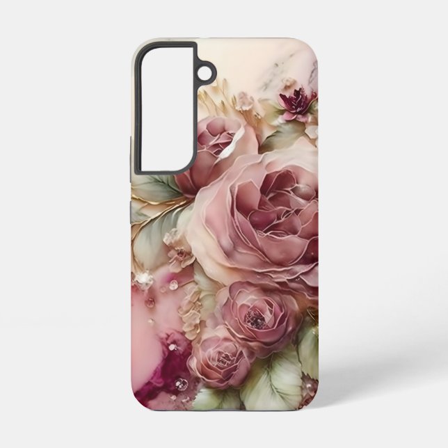 Pink and Ivory Roses  Samsung Galaxy Case (Back)