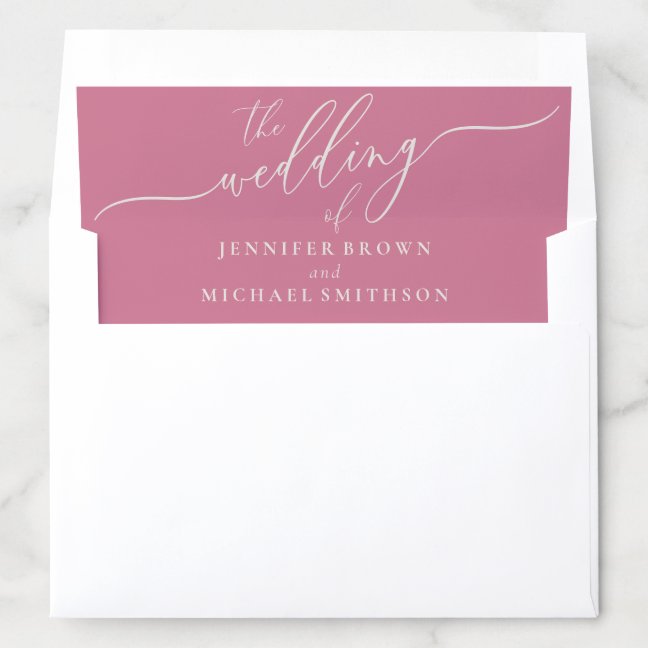 Pink and Ivory Simple Formal Wedding Envelope Liner