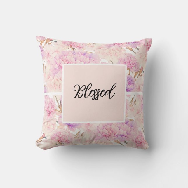 Pink and lavender carnations,  throw pillow (Front)