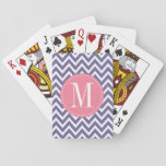 Pink And Lavender Chevron Custom Monogram Playing Cards at Zazzle