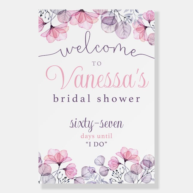 Pink and Lavender Floral Bridal Shower Sign (Front)
