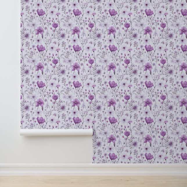 Pink and lavender floral pattern wallpaper  (Application)