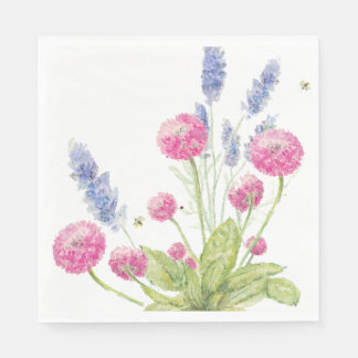 Pink and Lavender Flowers Luncheon Napkins