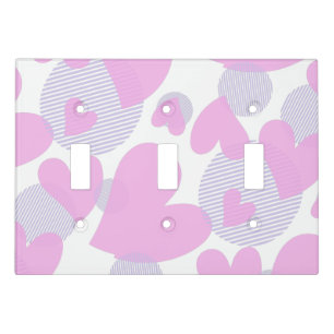 Pink and Lavender Hearts and Circles Light Switch Cover