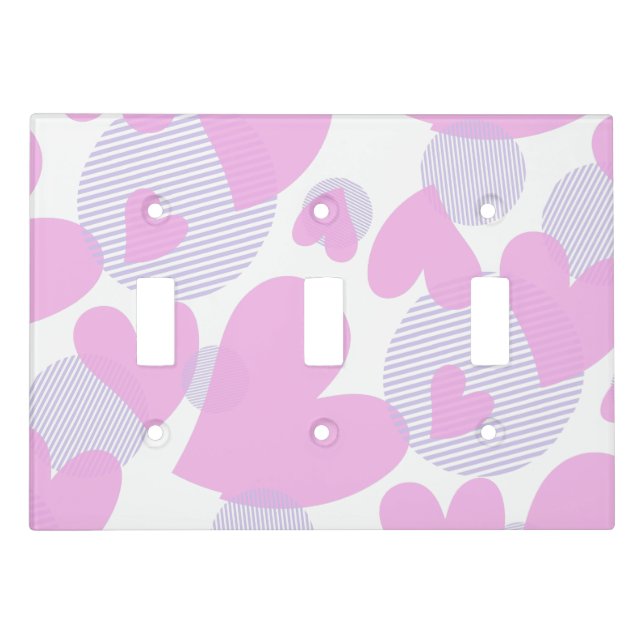 Pink and Lavender Hearts and Circles Light Switch Cover (Front)