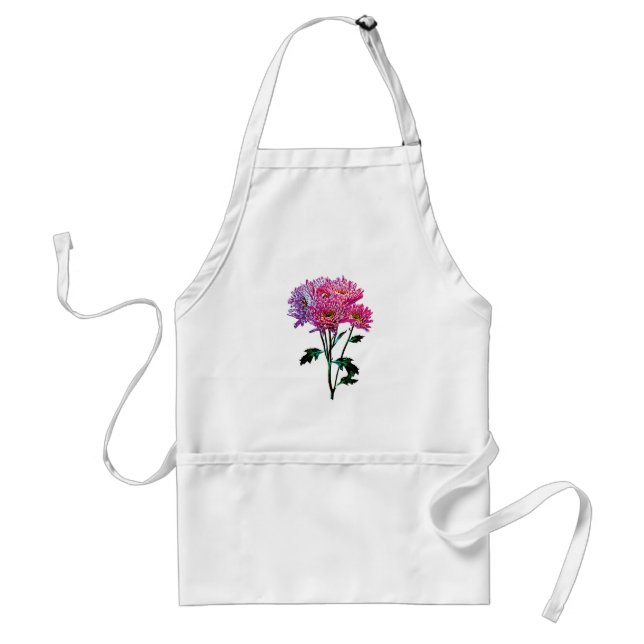 Pink and Lavender Mums Adult Apron (Front)