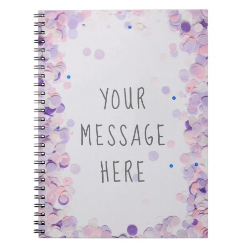 Pink and Lavender Party Confetti Blank Message Notebook