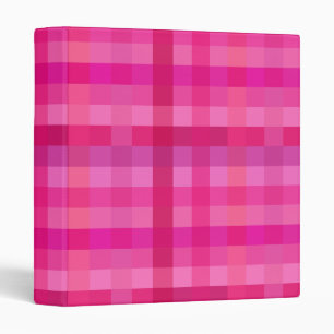 Pink and lavender plaid 3 ring binder