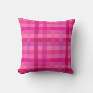 Pink and lavender plaid throw pillow