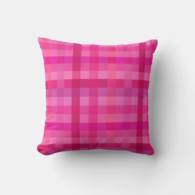 Pink and lavender plaid throw pillow (Front)