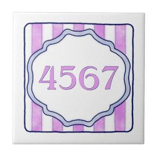 Pink and Lavender Small House Number Tile