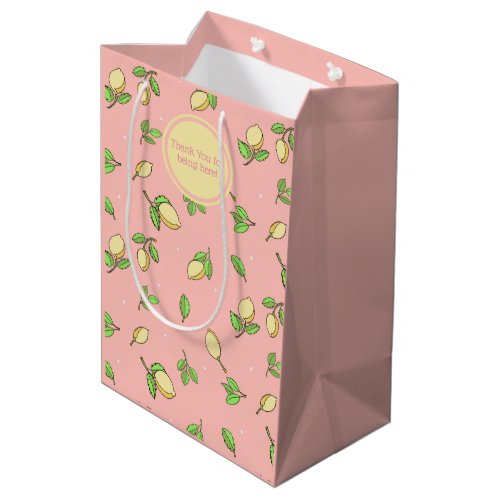 Pink and Lemons Baby Shower Medium Gift Bag