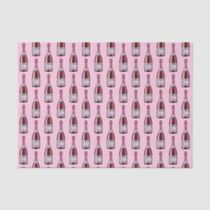 Pink and Leopard Print Birthday Champagne Bottle Tissue Paper