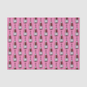 Pink and Leopard Print Birthday Champagne Bottle Tissue Paper