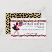 Pink And Leopard Print Cleaning Service Design Business Card (Front/Back)