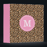 Pink and Leopard Print Custom Monogram Binder<br><div class="desc">Cute girly trendy chic leopard animal print pattern background and your custom personalized monogram in a polka dot circle border. Click the Customize It button to change fonts and colors and further personalized the design!</div>