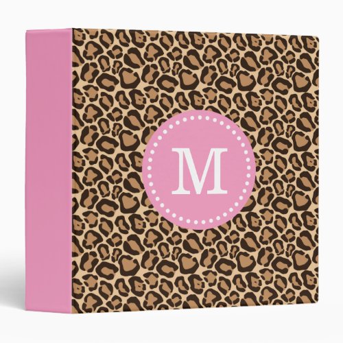 Pink and Leopard Print Custom Monogram Binder