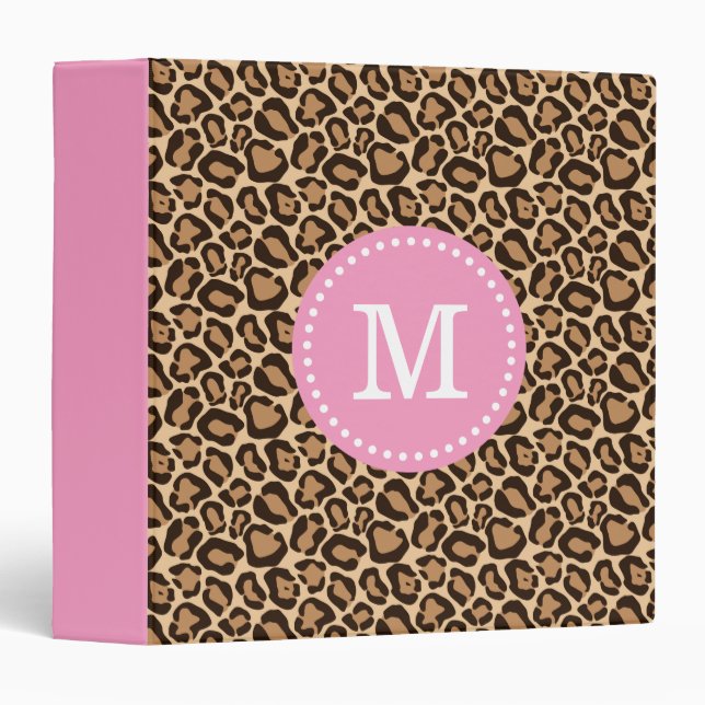 Pink and Leopard Print Custom Monogram Binder (Front/Spine)