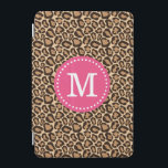 Pink and Leopard Print Custom Monogram iPad Mini Cover<br><div class="desc">Chic preppy iPad case features a modern leopard animal print pattern,  personalized with your custom name monogram in a dotted circle frame. Click Customize It to change monogram fonts and colors to create your own one of a kind design. Perfect for a unique personalized gift!</div>