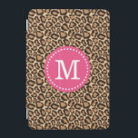 Pink and Leopard Print Custom Monogram iPad Mini Cover<br><div class="desc">Chic preppy iPad case features a modern leopard animal print pattern,  personalized with your custom name monogram in a dotted circle frame. Click Customize It to change monogram fonts and colors to create your own one of a kind design. Perfect for a unique personalized gift!</div>