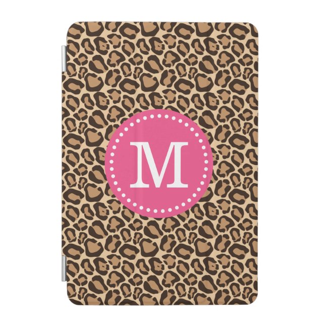 Pink and Leopard Print Custom Monogram iPad Mini Cover (Front)