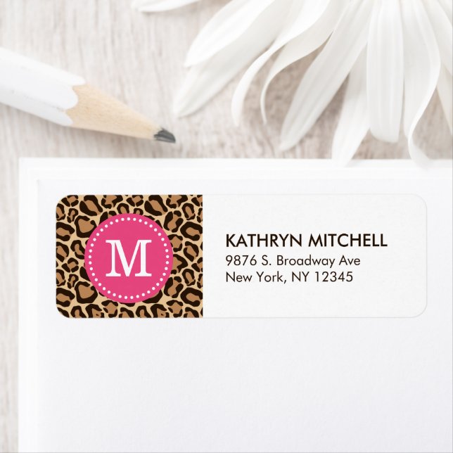 Pink and Leopard Print Custom Monogram Label (Insitu)