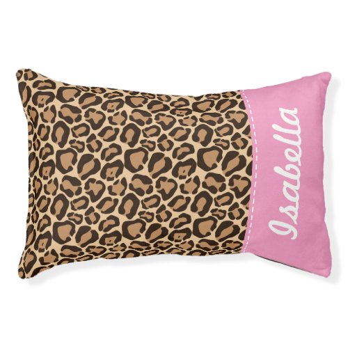 Pink and Leopard Print Custom Monogram Pet Bed