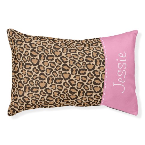 Pink and Leopard Print Custom Monogram Pet Bed