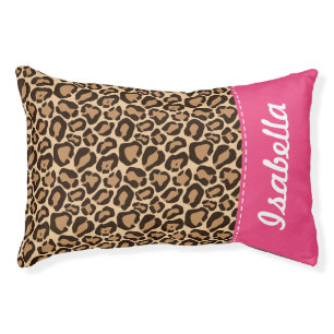 Pink and Leopard Print Custom Monogram Pet Bed