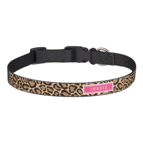 Pink and Leopard Print Custom Monogram Pet Collar