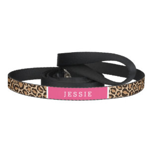 Pink and Leopard Print Custom Monogram Pet Leash