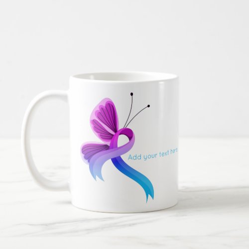 Pink and Light Blue Awareness Ribbon Butterfly Coffee Mug