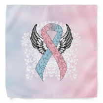 Pink and Light Blue Awareness Ribbon with Wings Ba Bandana