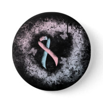 Pink and Light Blue Ribbon Awareness Grunge Heart Button