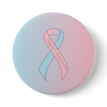 Pink and Light Blue Ribbon Support Awareness Button