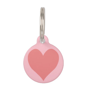 Pink and Light Coral Heart Pet ID Tag