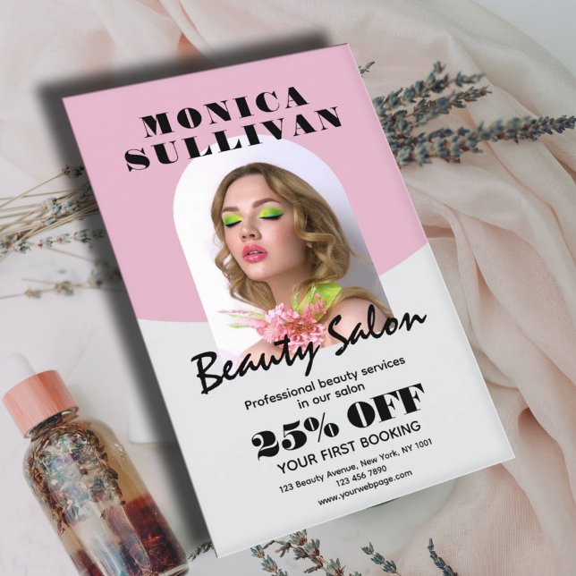 Pink and light gray minimalist beauty salon flyer (Creator Uploaded)