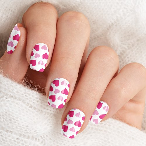 Pink And Light Pink Heart Pattern Minx Nail Art