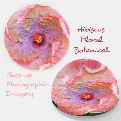 Pink and Lilac Hibiscus Blossom Floral Botanical Paperweight